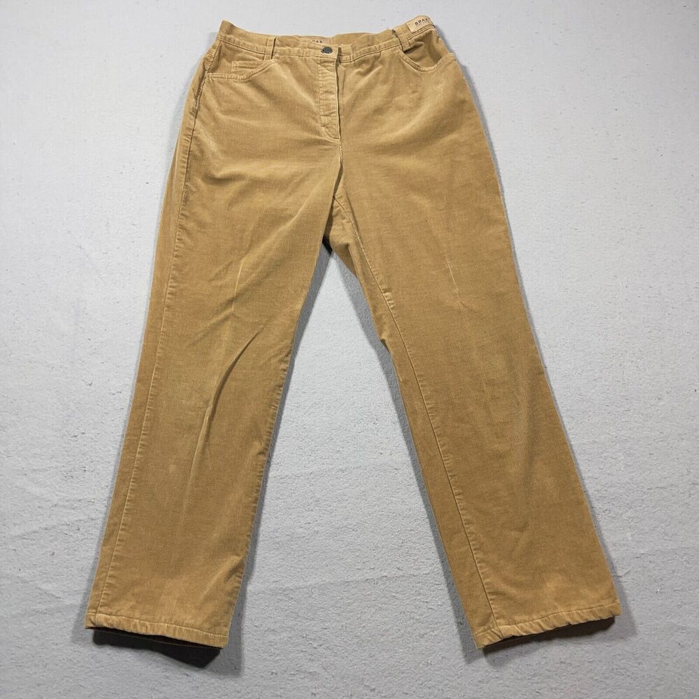 Brax Corduroy Pants Women 10R Carola Straight Leg Tan Casual‎ Preppy Comfort